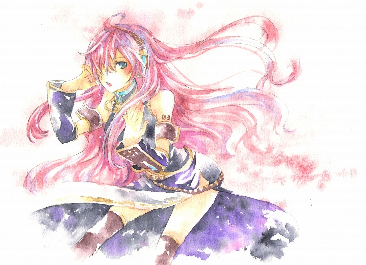 headphones, megurine_luka, nagino_hiiragi, vocaloid