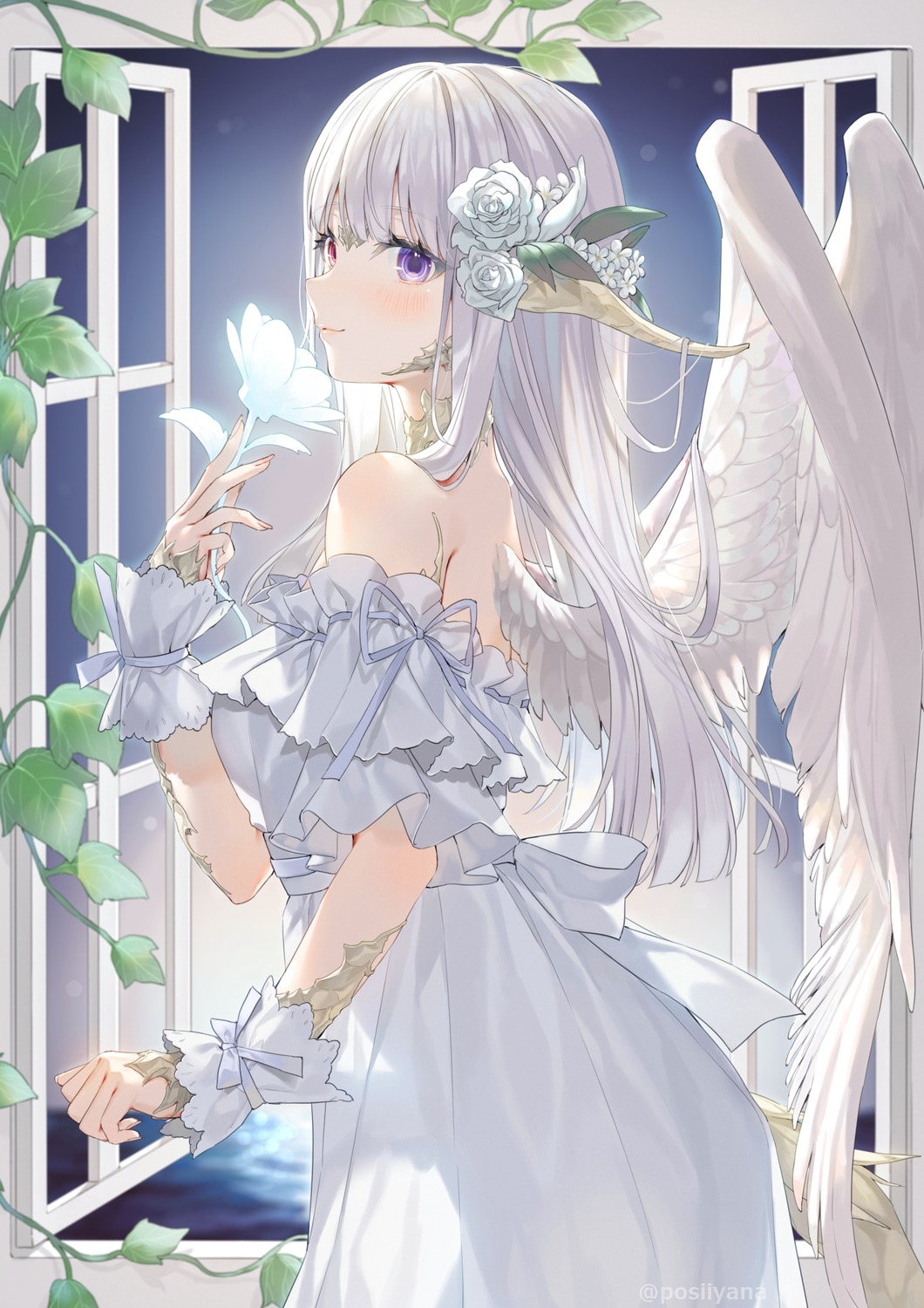 ass, au_ra, dress, final_fantasy, final_fantasy_xiv, heterochromia, horns, wings, yana_mori