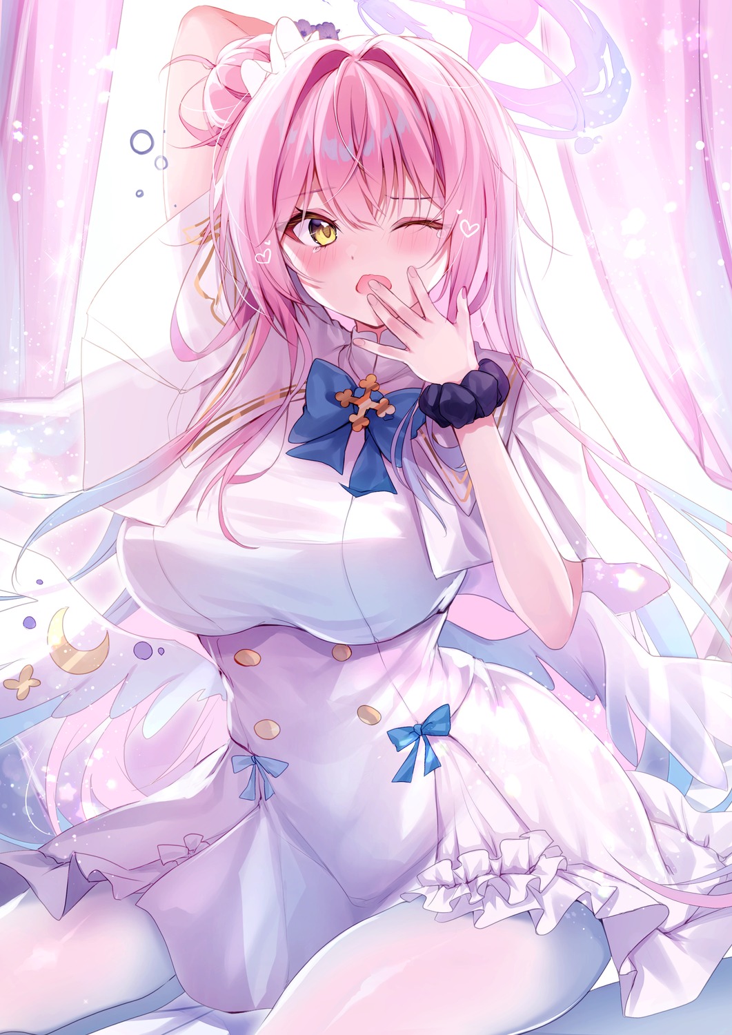 angel, blue_archive, dress, misono_mika, nenobi_(nenorium), pantyhose, wings