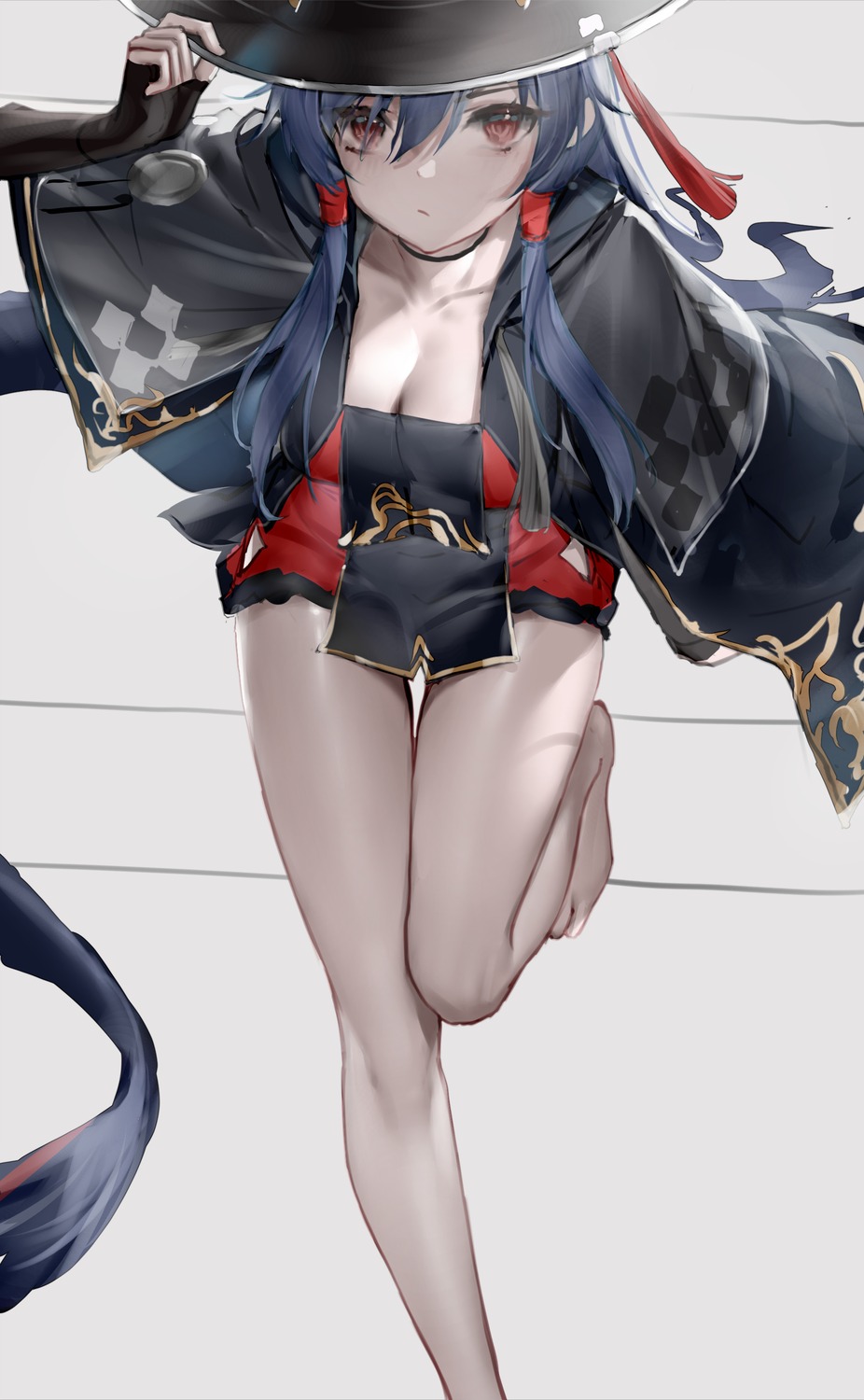 arknights, asian_clothes, ch'en_(arknights), cleavage, lin_jingling