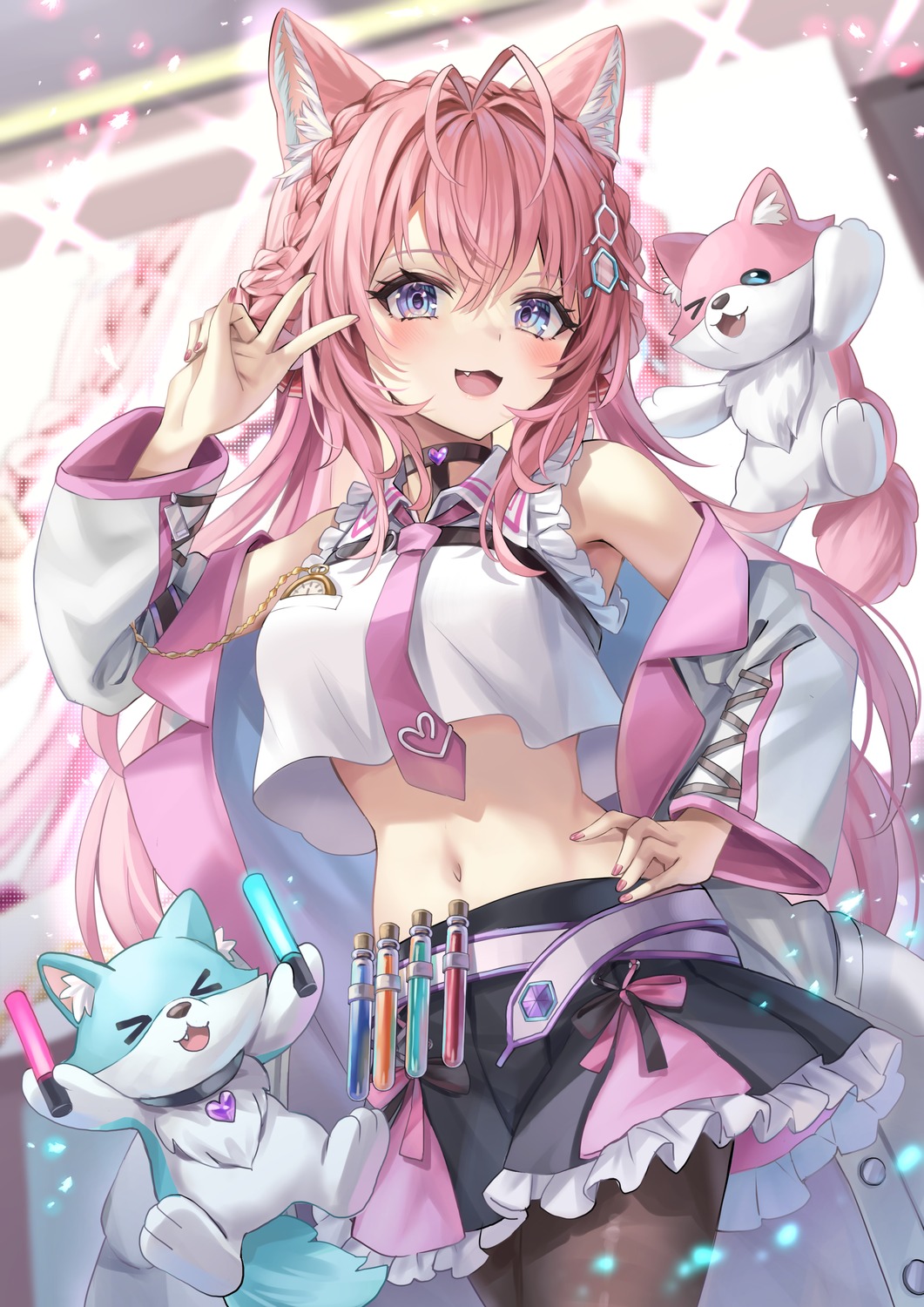 akami770, animal_ears, hakui_koyori, hololive, pantyhose