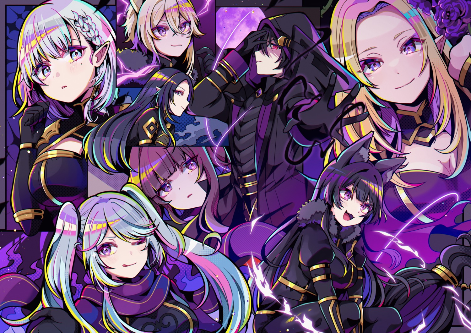 alpha_(kagejitsu), animal_ears, beta_(kagejitsu), bodysuit, cid_kagenou, delta_(kagejitsu), elf, epsilon_(kagejitsu)