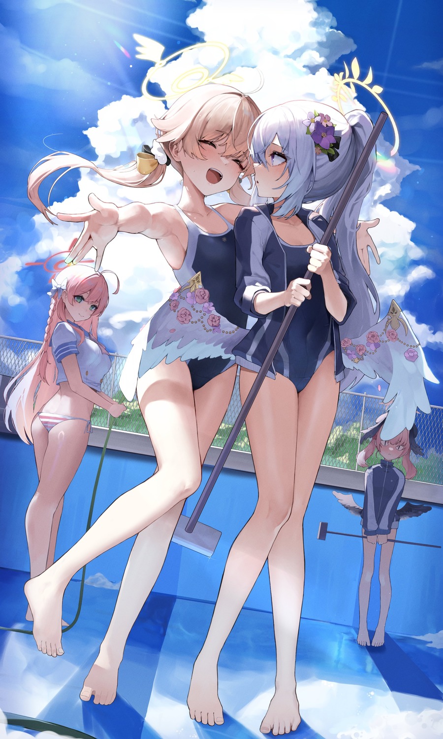ajitani_hifumi, angel, ass, bikini, blue_archive, halo, pomp_(qhtjd0120), seifuku