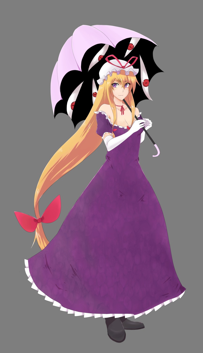 cleavage, jont, touhou, transparent_png, yakumo_yukari