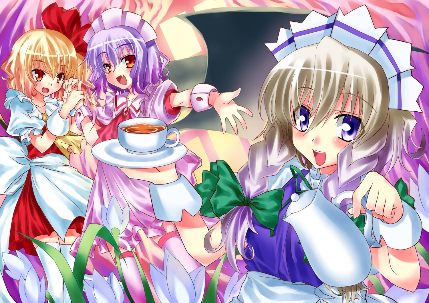 eaglebreak, flandre_scarlet, izayoi_sakuya, remilia_scarlet, touhou