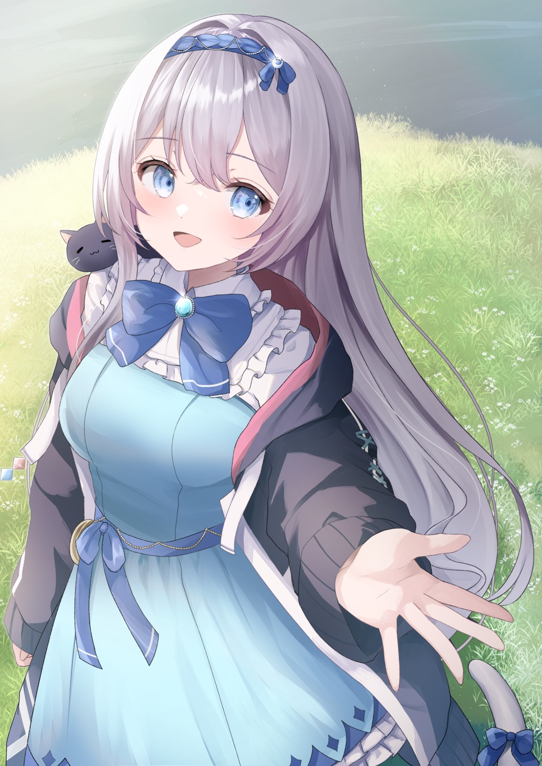 dress, indie_virtual_youtuber, kurage_cc, neko, nekozuki_mio, tail