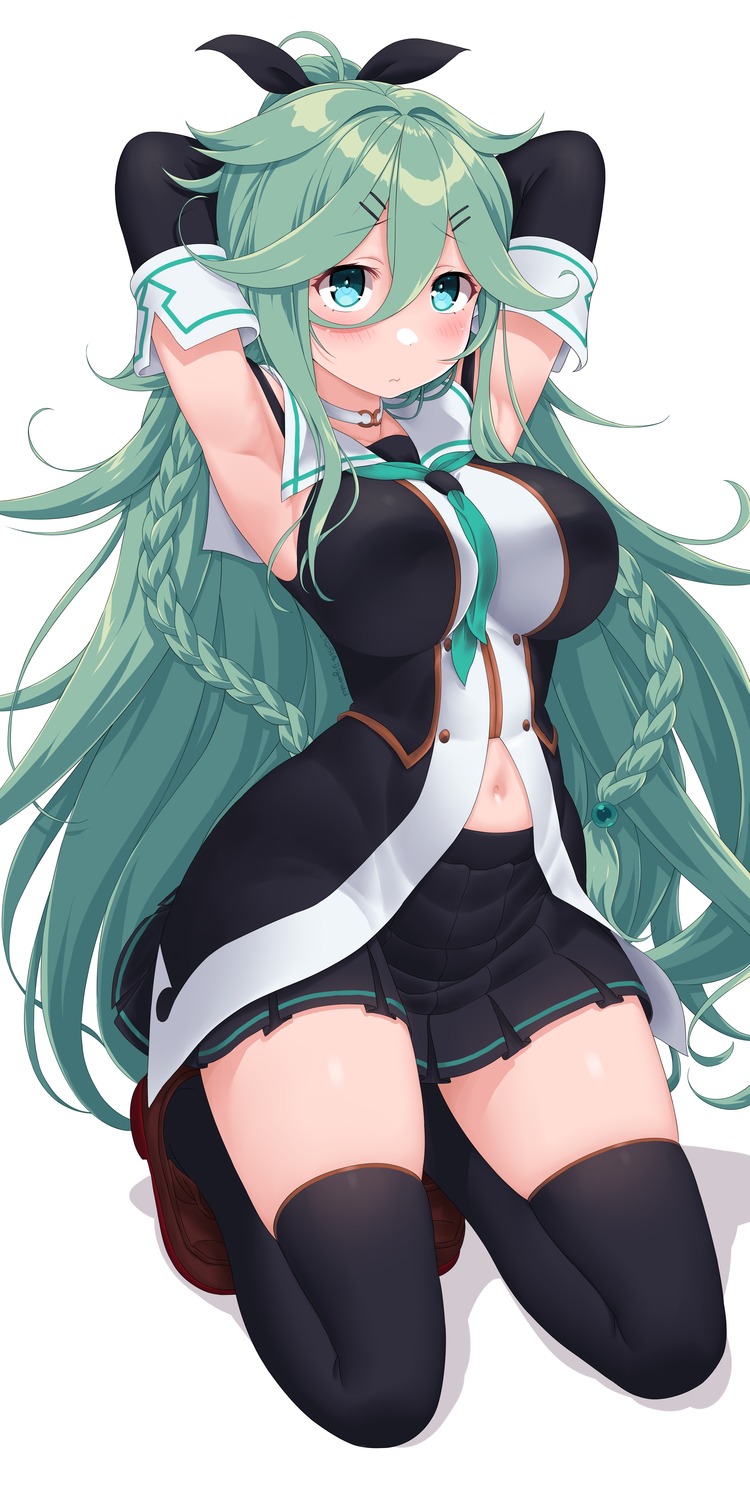dd_(ijigendd), kantai_collection, seifuku, thighhighs, yamakaze_(kancolle)