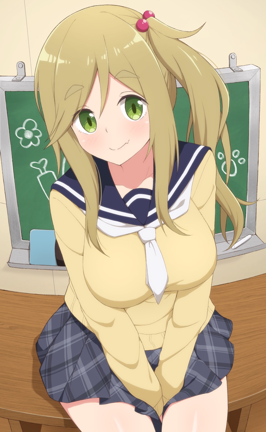 inuyama_aoi, nyaroon, seifuku, sweater, yurucamp