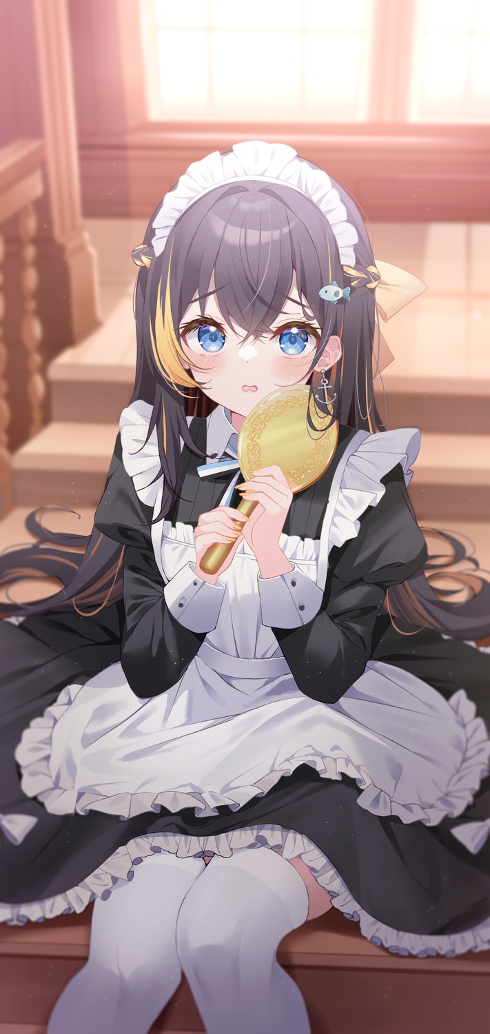 deyui, maid, nijisanji, nijisanji_en, petra_gurin, thighhighs