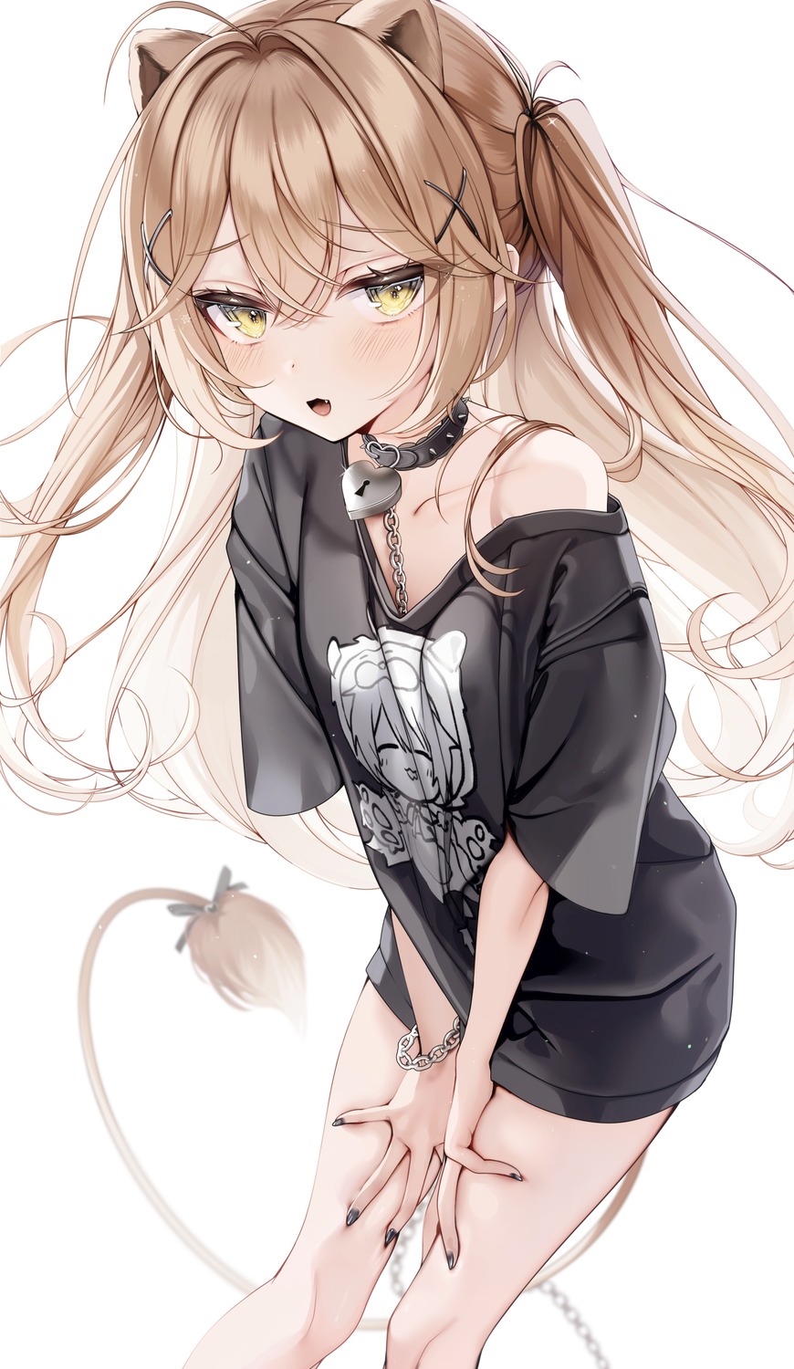 animal_ears, indie_virtual_youtuber, no_bra, rurudo_lion, tail, yunmi