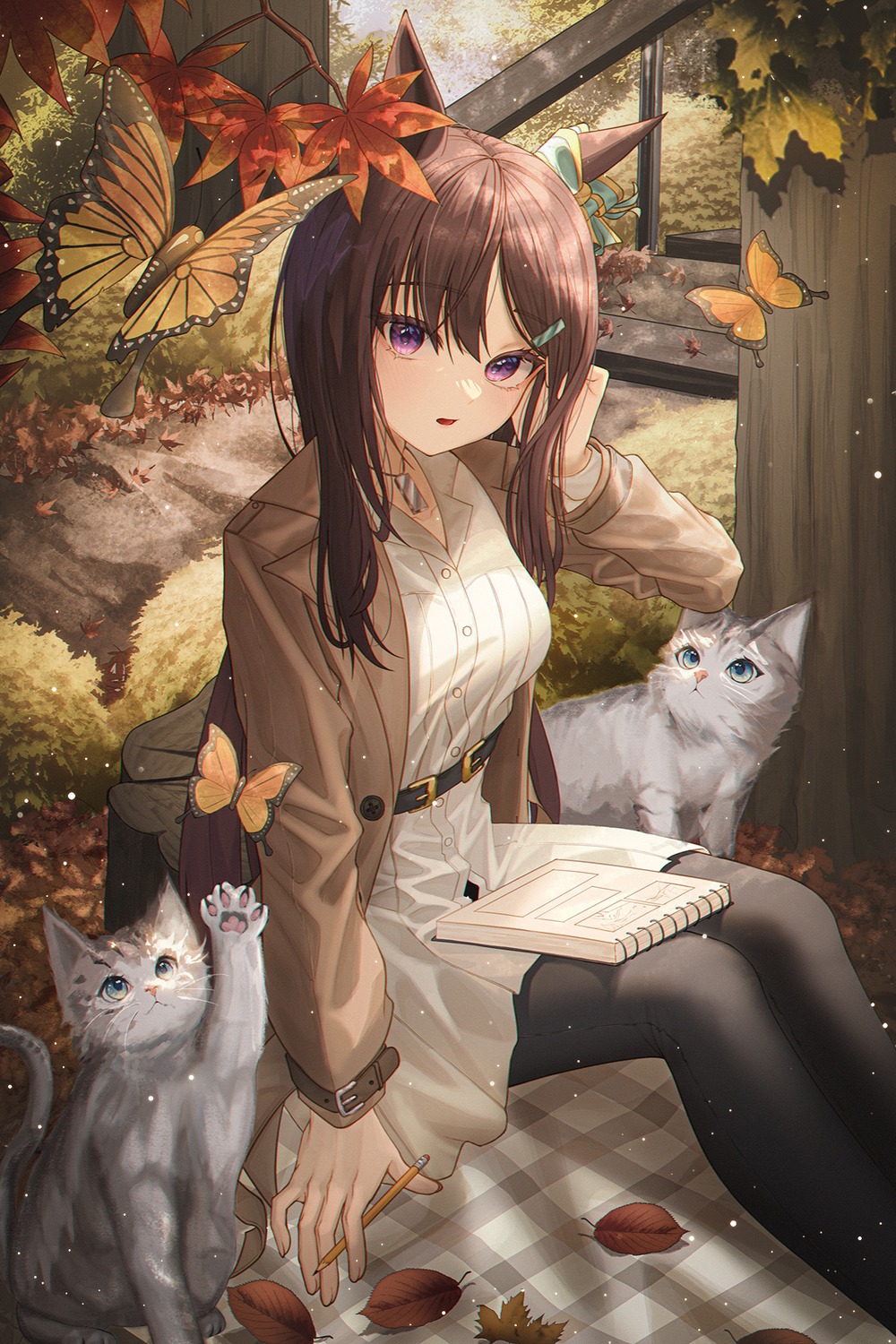 animal_ears, dress, mejiro_dober_(umamusume), neko, pantyhose, rang_c, uma_musume_pretty_derby