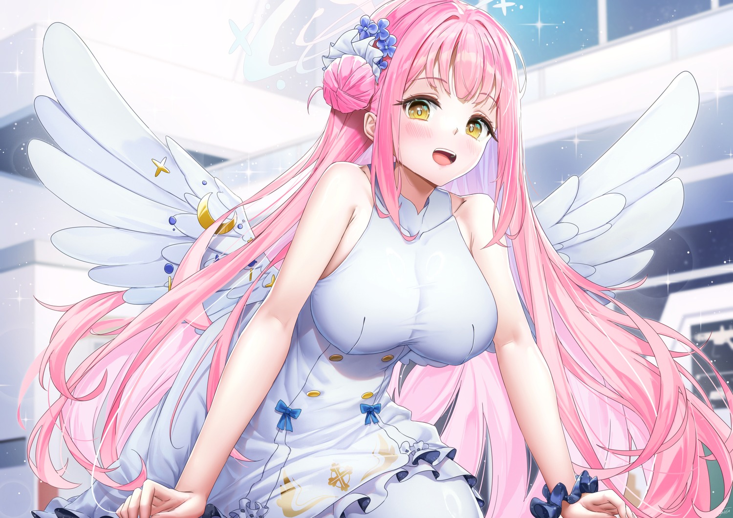 angel, blue_archive, dress, misono_mika, pantyhose, wings, xfate