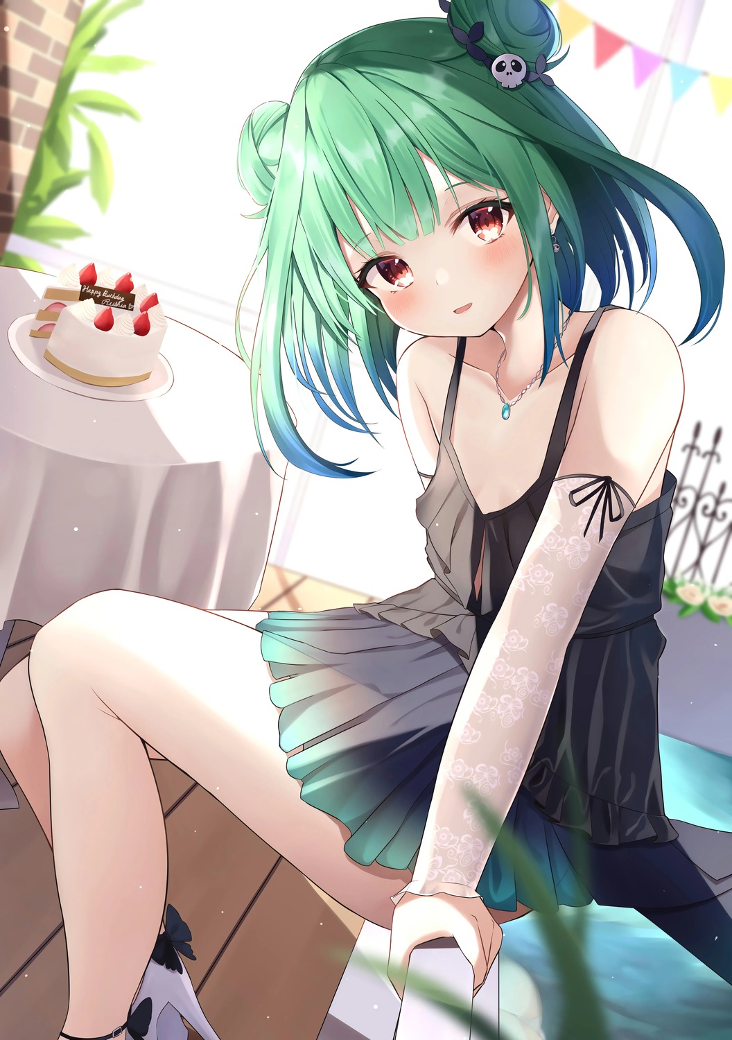 dress, heels, hololive, no_bra, saki_(saki_paint), uruha_rushia