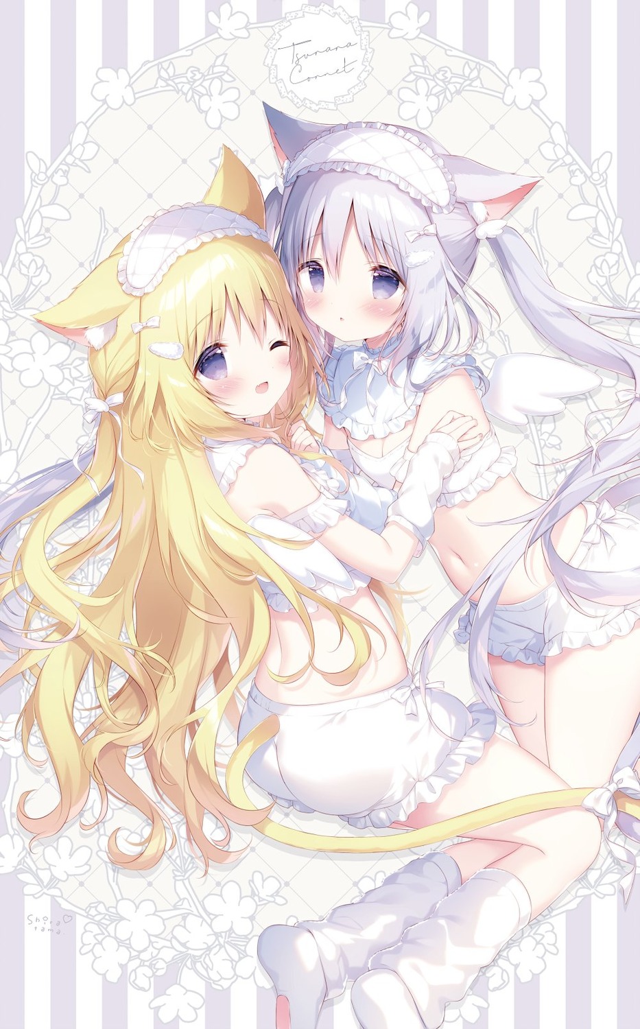 animal_ears, ass, bloomers, cleavage, cornet_(shiratama), lingerie, nekomimi, shiratama