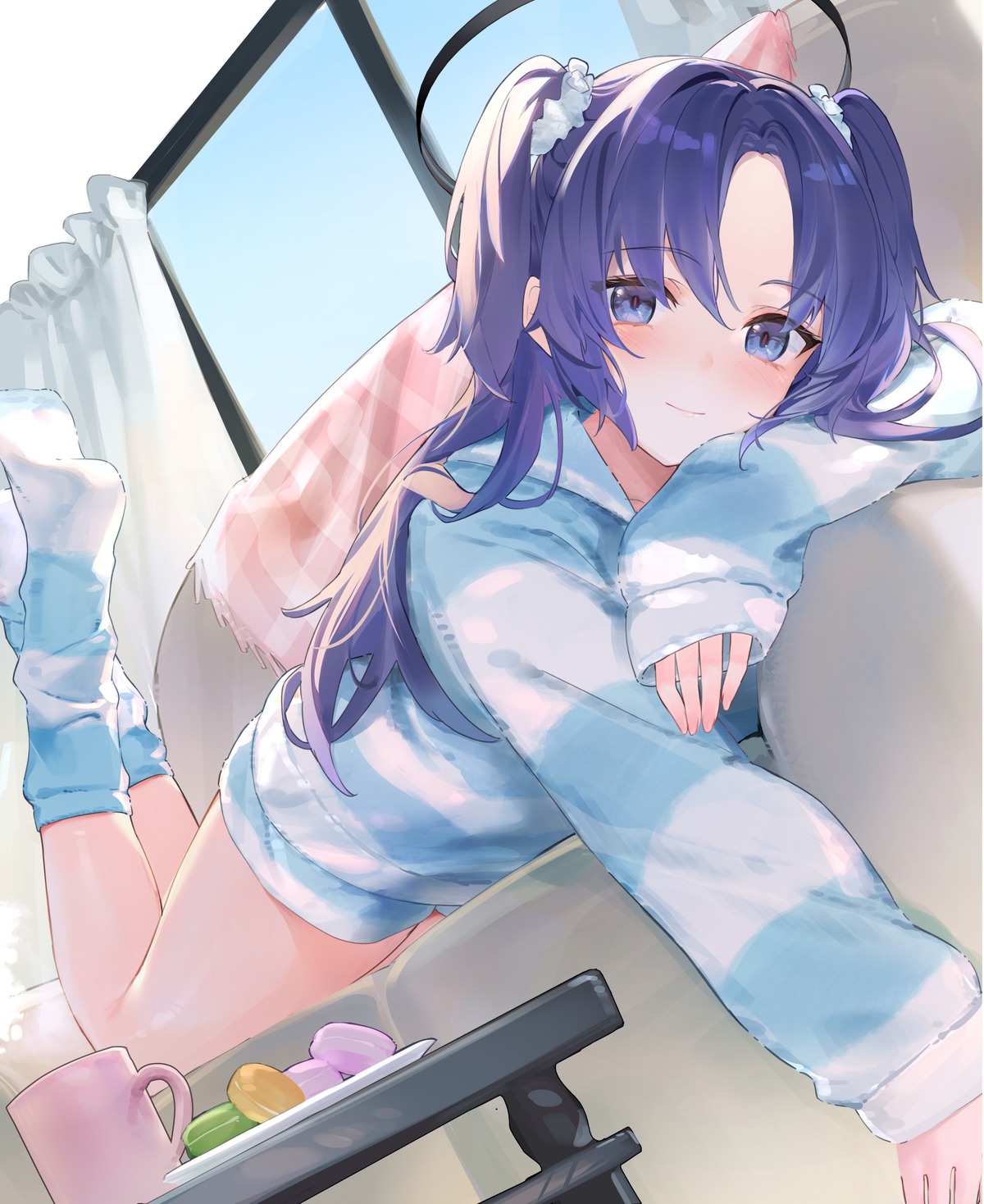 blue_archive, halo, hayase_yuuka, isaya_(pixiv4541633), pajama