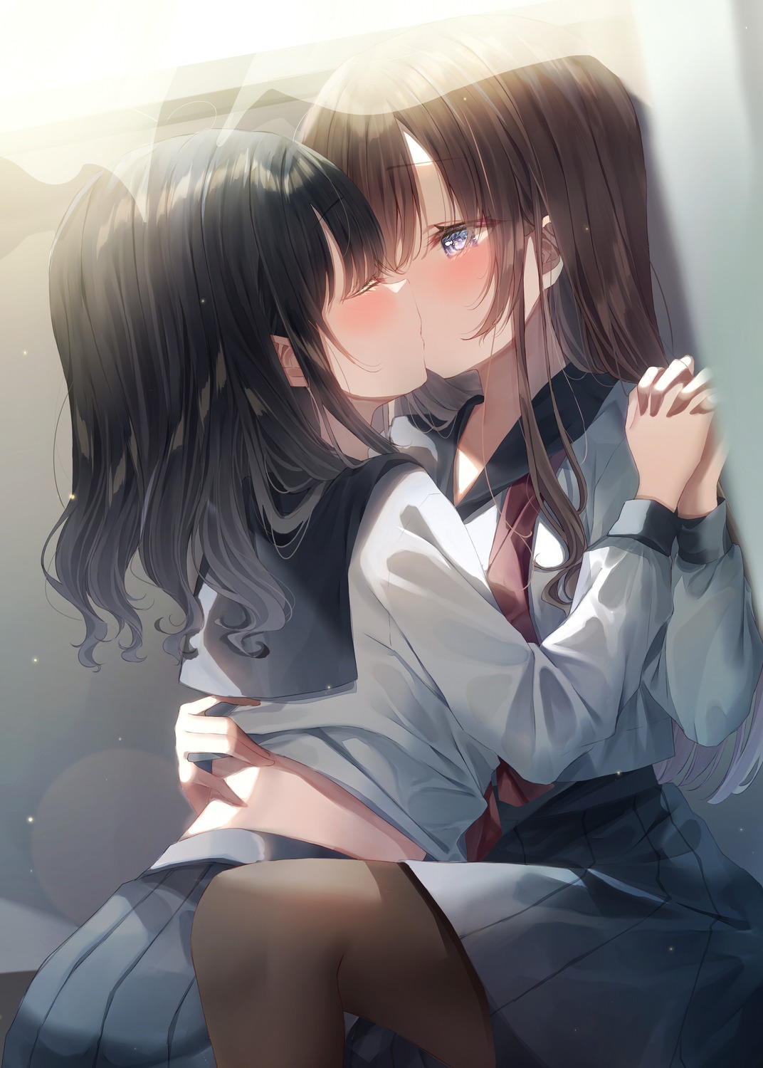 pantyhose, seifuku, touki_matsuri, yuri