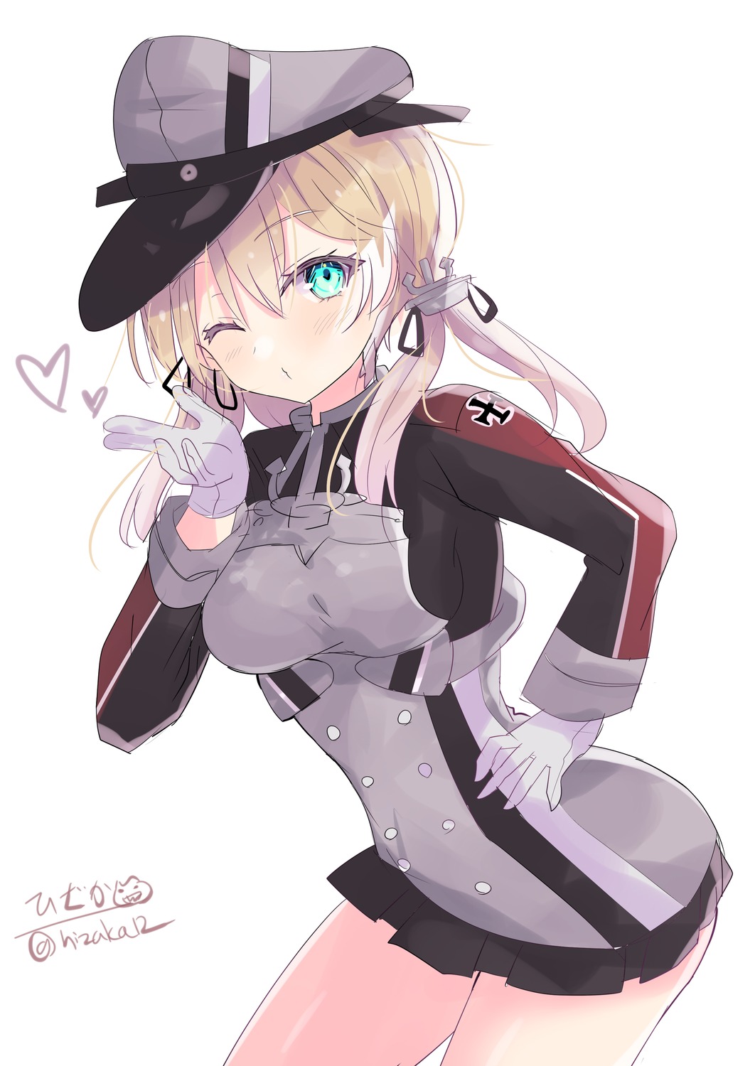 hizaka, kantai_collection, prinz_eugen_(kancolle), sketch, uniform
