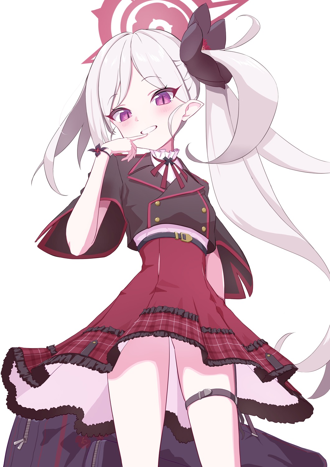 asagi_mutsuki, blue_archive, bocchi_(kuropom7), garter, halo, pointy_ears, seifuku