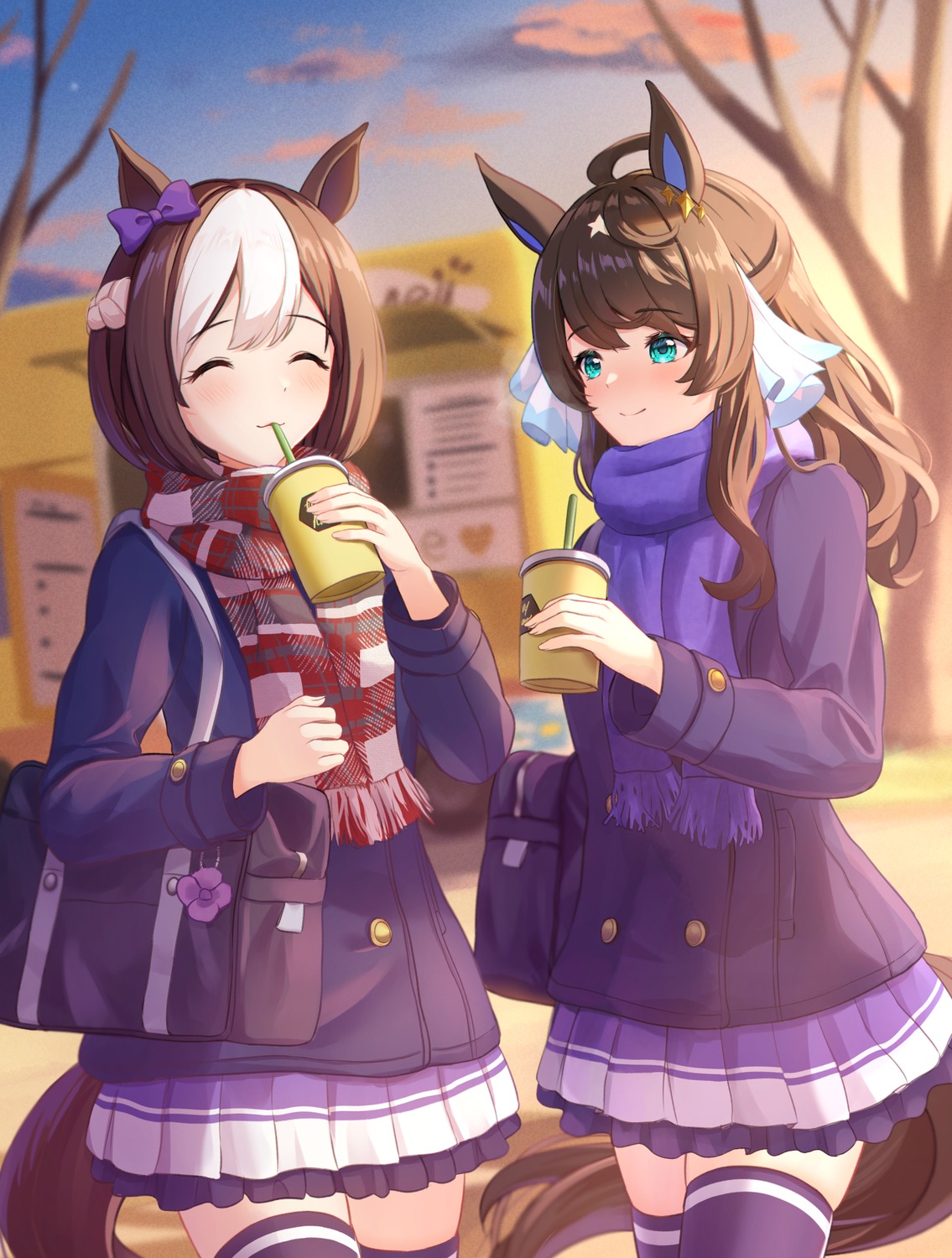 animal_ears, daring_tact_(umamusume), kashmir_0808, seifuku, special_week_(umamusume), tail, thighhighs, uma_musume_pretty_derby