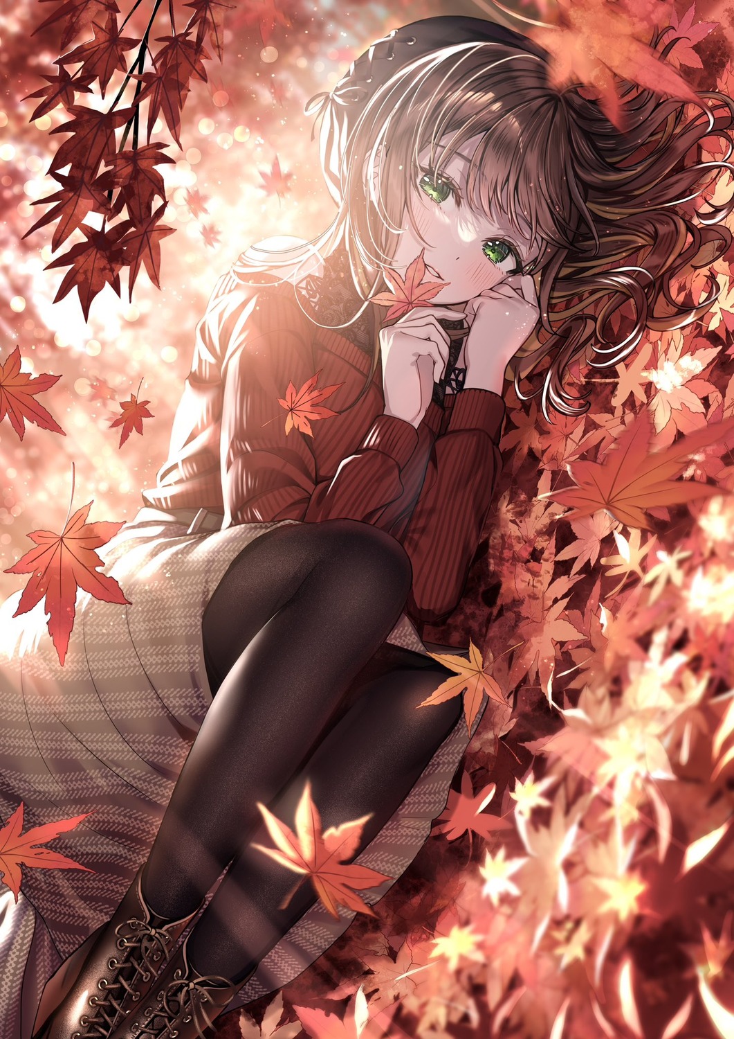 breast_hold, pantyhose, sakura_(39ra), sweater