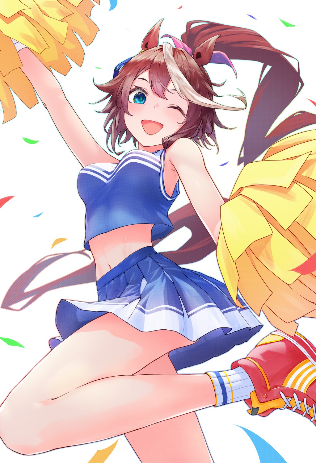 animal_ears, cheerleader, nabe_saori, tail, tokai_teio_(umamusume), uma_musume_pretty_derby