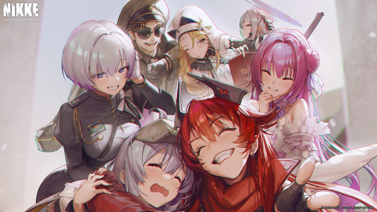 dorothy_(nikke), goddess_of_victory:_nikke, horns, liliweiss_(nikke), megane, rapunzel_(nikke), red_hood_(nikke), scarlet_(nikke)
