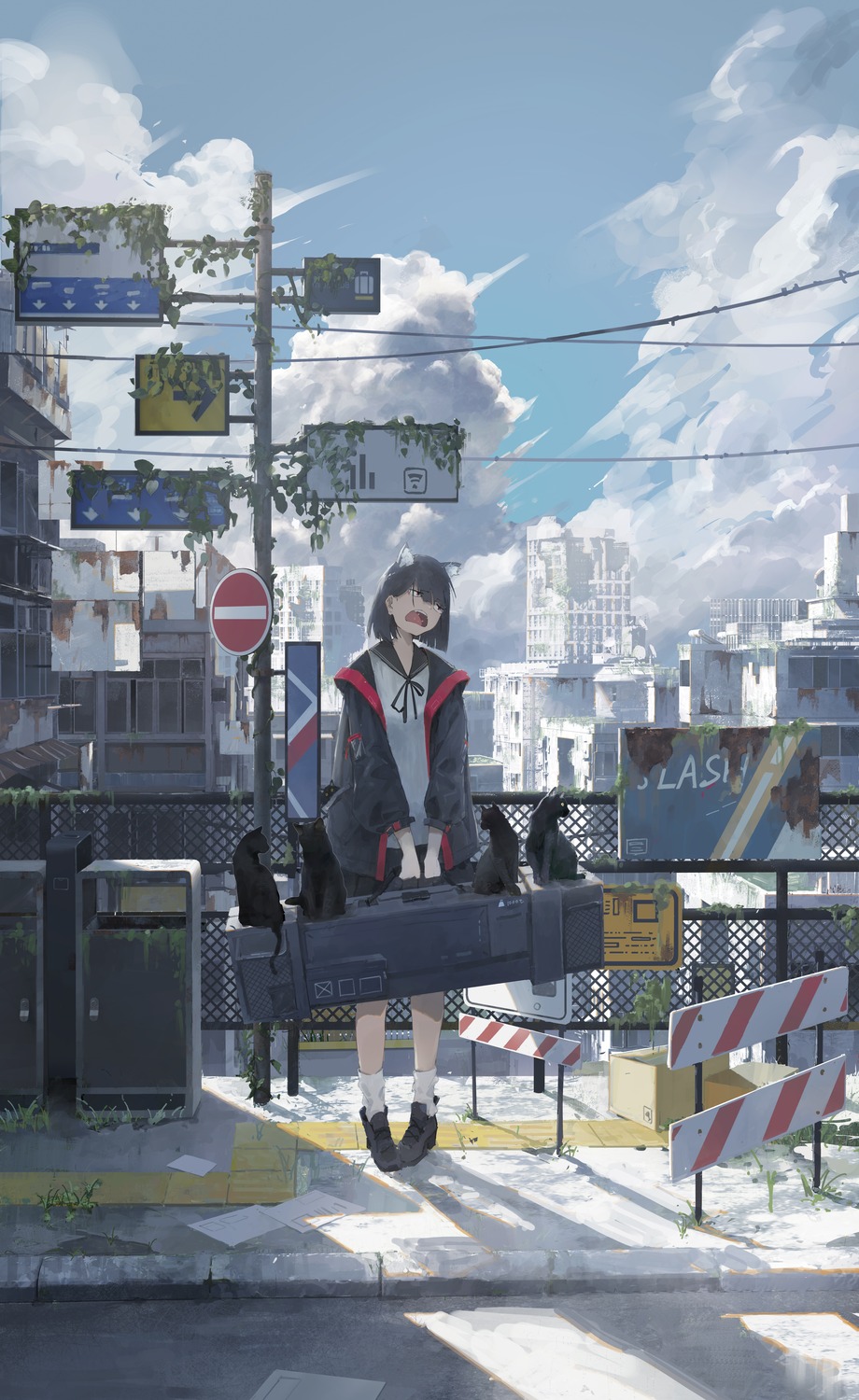 animal_ears, landscape, neko, nekomimi, rotarran, seifuku