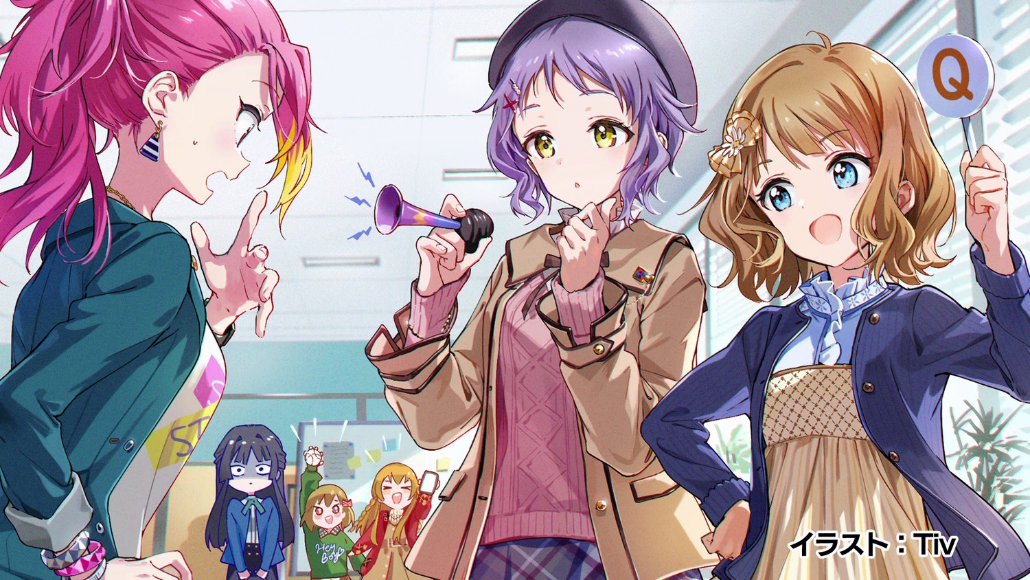 endcard, hagiwara_yukiho, kousaka_umi, makabe_mizuki, mogami_shizuka, nagayoshi_subaru, suou_momoko, sweater