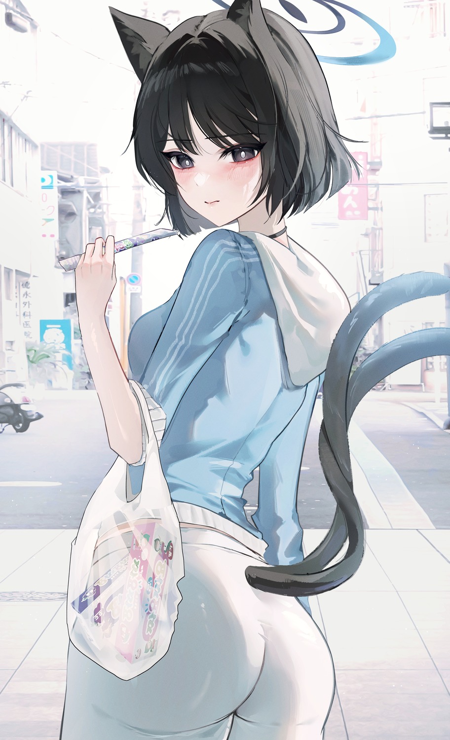 animal_ears, ass, blue_archive, halo, jaduade, kiryuu_kikyou, nekomimi, tail