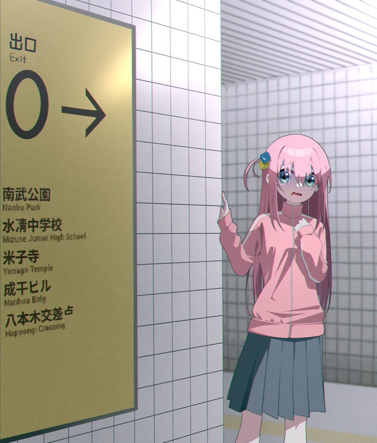 8-ban_deguchi, bocchi_the_rock!, gotou_hitori, gym_uniform, kanzi, seifuku