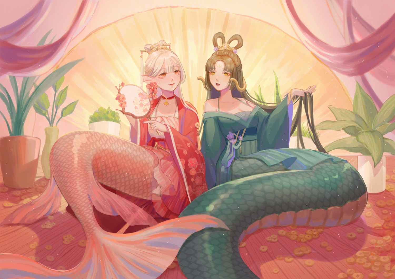 asian_clothes, liliantsai0417, mermaid, monster_girl, tail