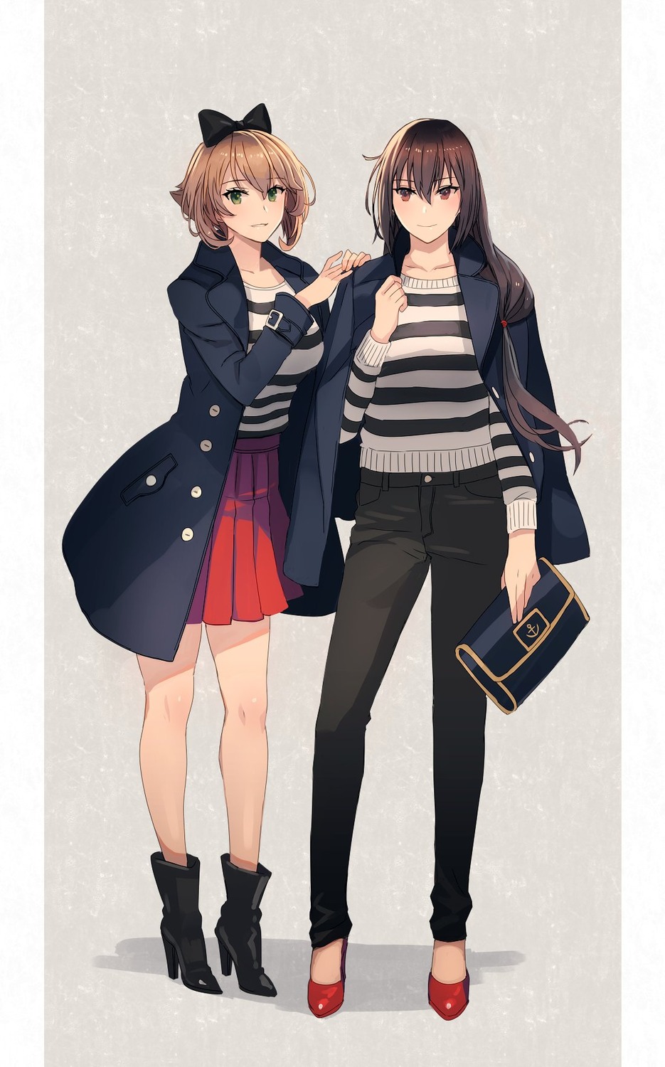 heels, kantai_collection, kasumi_(skchkko), mutsu_(kancolle), nagato_(kancolle), sweater