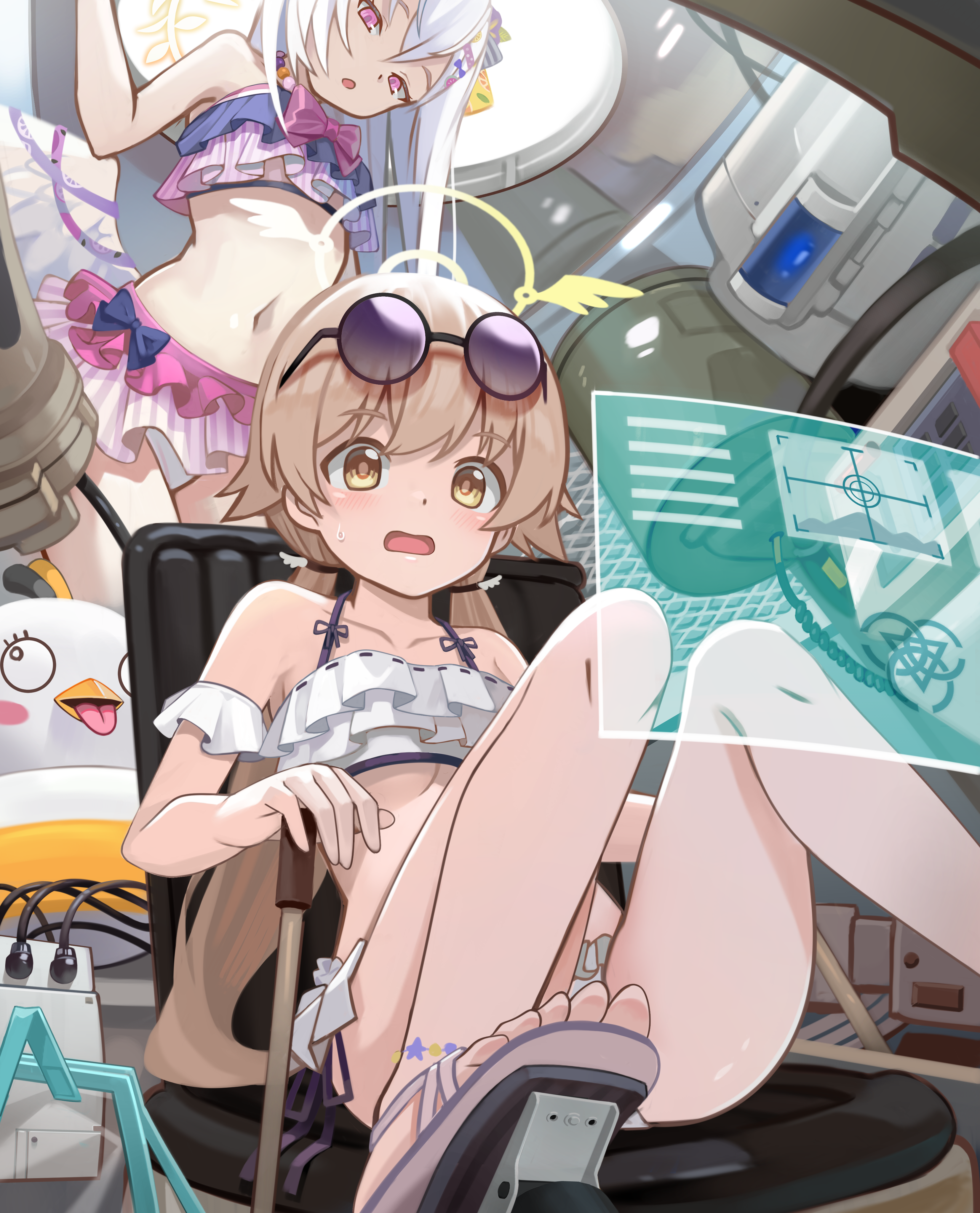 ajitani_hifumi, angel, bikini, blue_archive, megane, shirasu_azusa, swimsuits, wings, yoshikawa_hiro