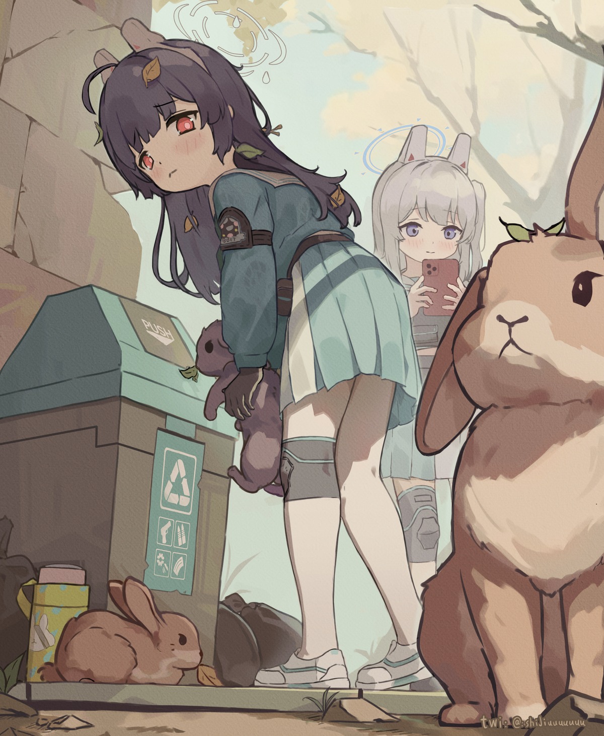 animal_ears, ass, blue_archive, bunny_ears, garter, halo, kasumizawa_miyu, pantyhose