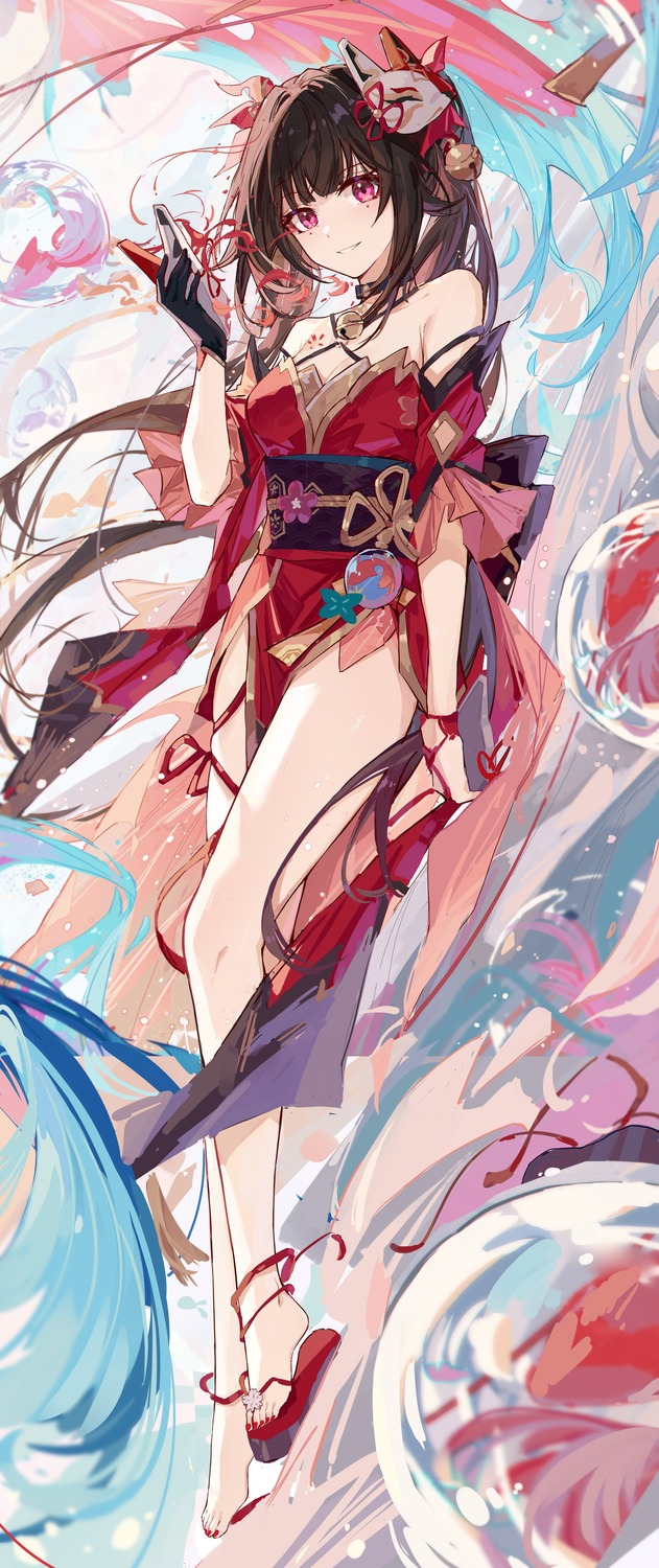 honkai:_star_rail, japanese_clothes, no_bra, sparkle, tattoo, yajuu
