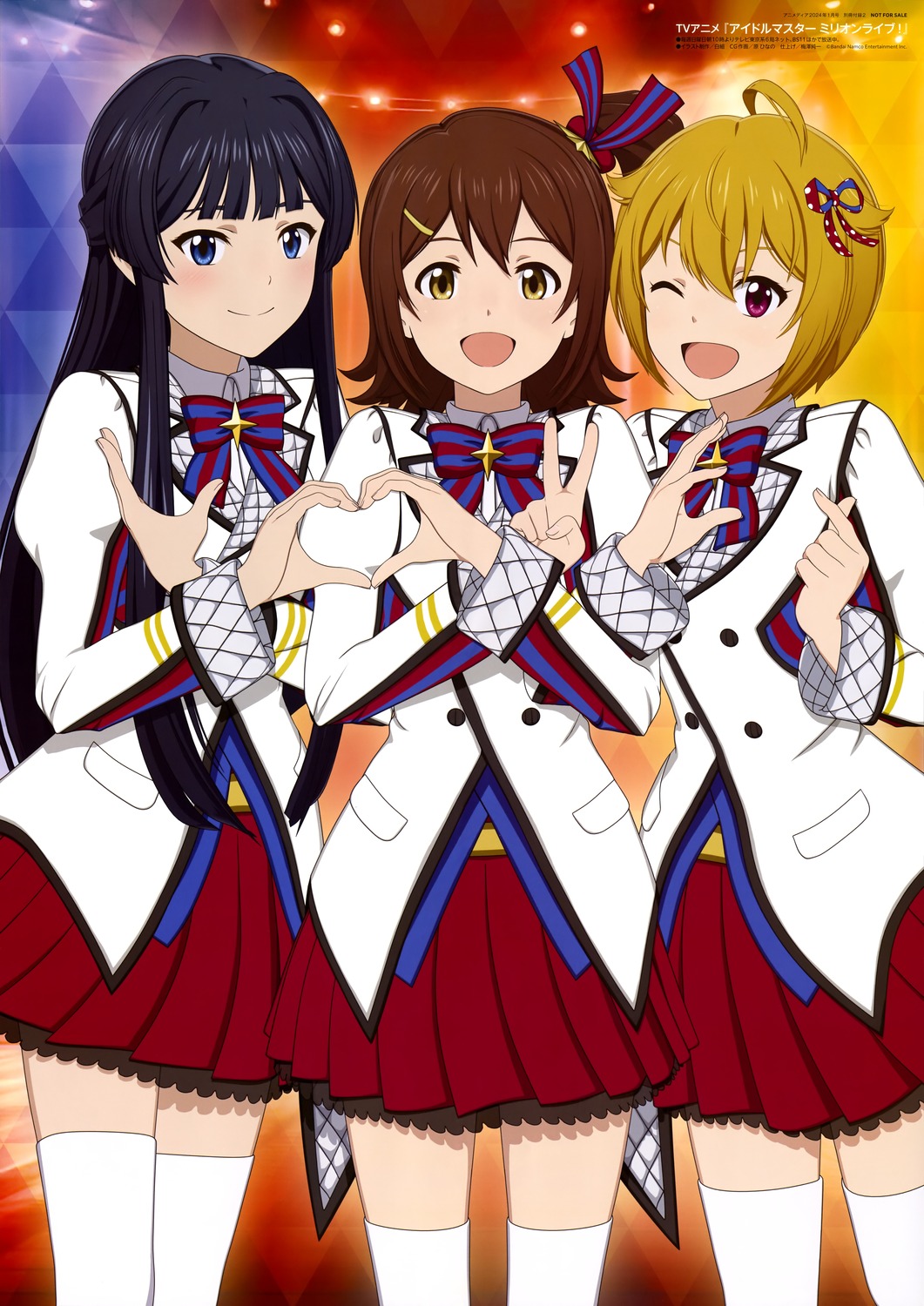 ibuki_tsubasa, kasuga_mirai, mogami_shizuka, shirogumi_inc., the_idolm@ster, the_idolm@ster_million_live!, thighhighs, uniform