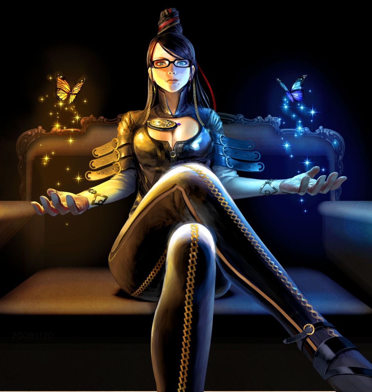 bayonetta, bayonetta_(character), bodysuit, cleavage, kiharatotsunori, megane
