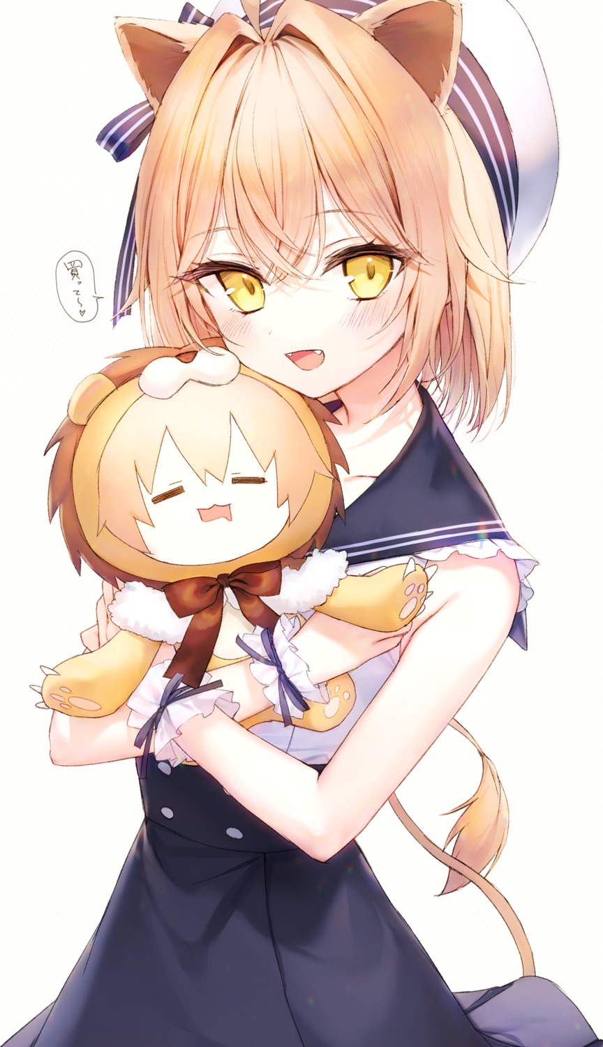 animal_ears, chibi, indie_virtual_youtuber, nonomiya_(817nono), rurudo_lion, seifuku, tail