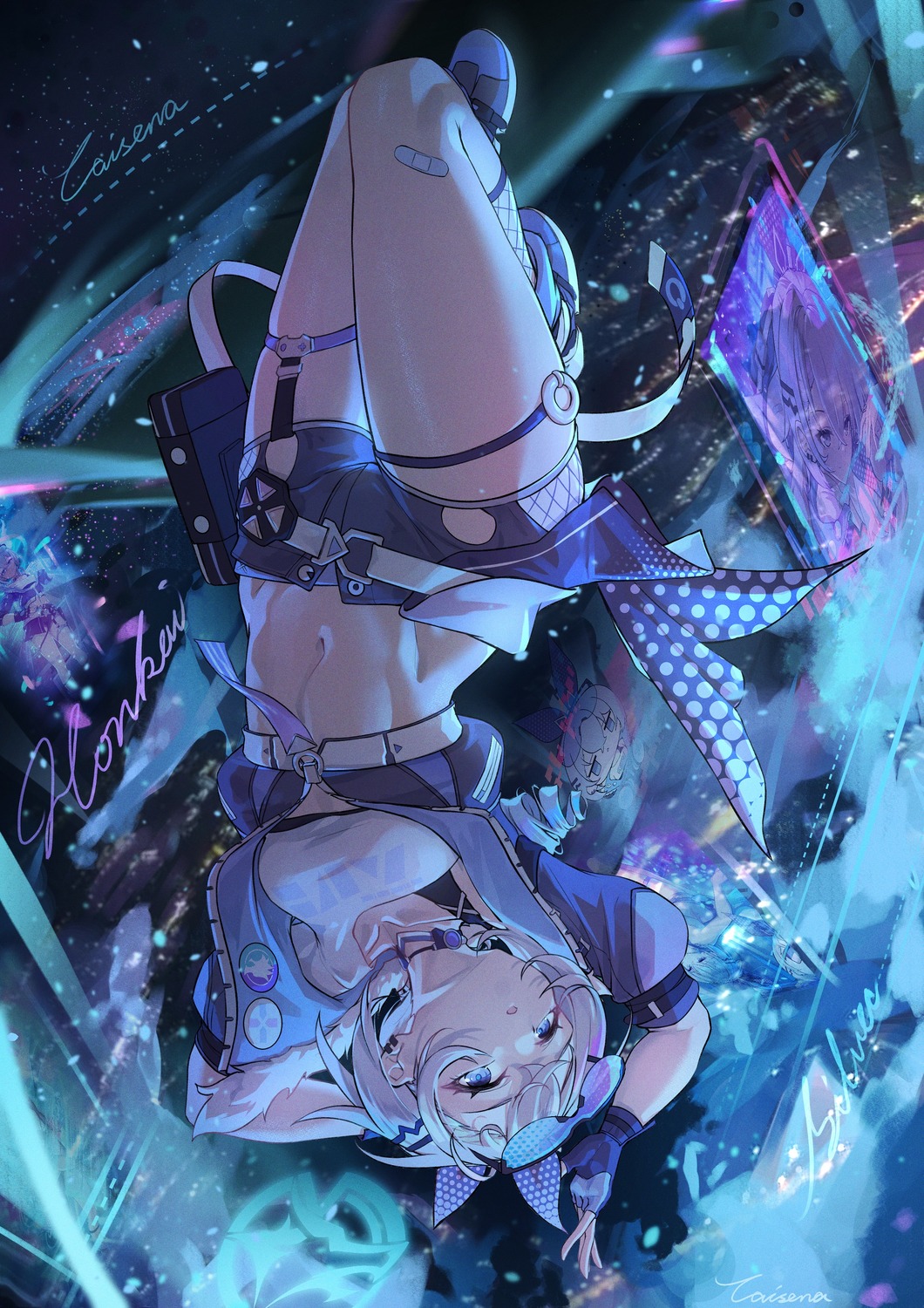 bandaid, caisena, garter, honkai:_star_rail, megane, silver_wolf_(honkai:_star_rail)