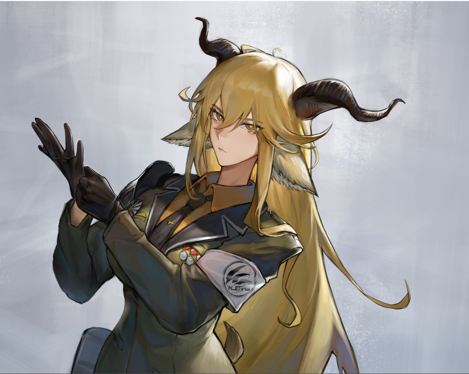 animal_ears, arknights, degenbrecher_(arknights), horns, kulianrentizhong, tail, uniform