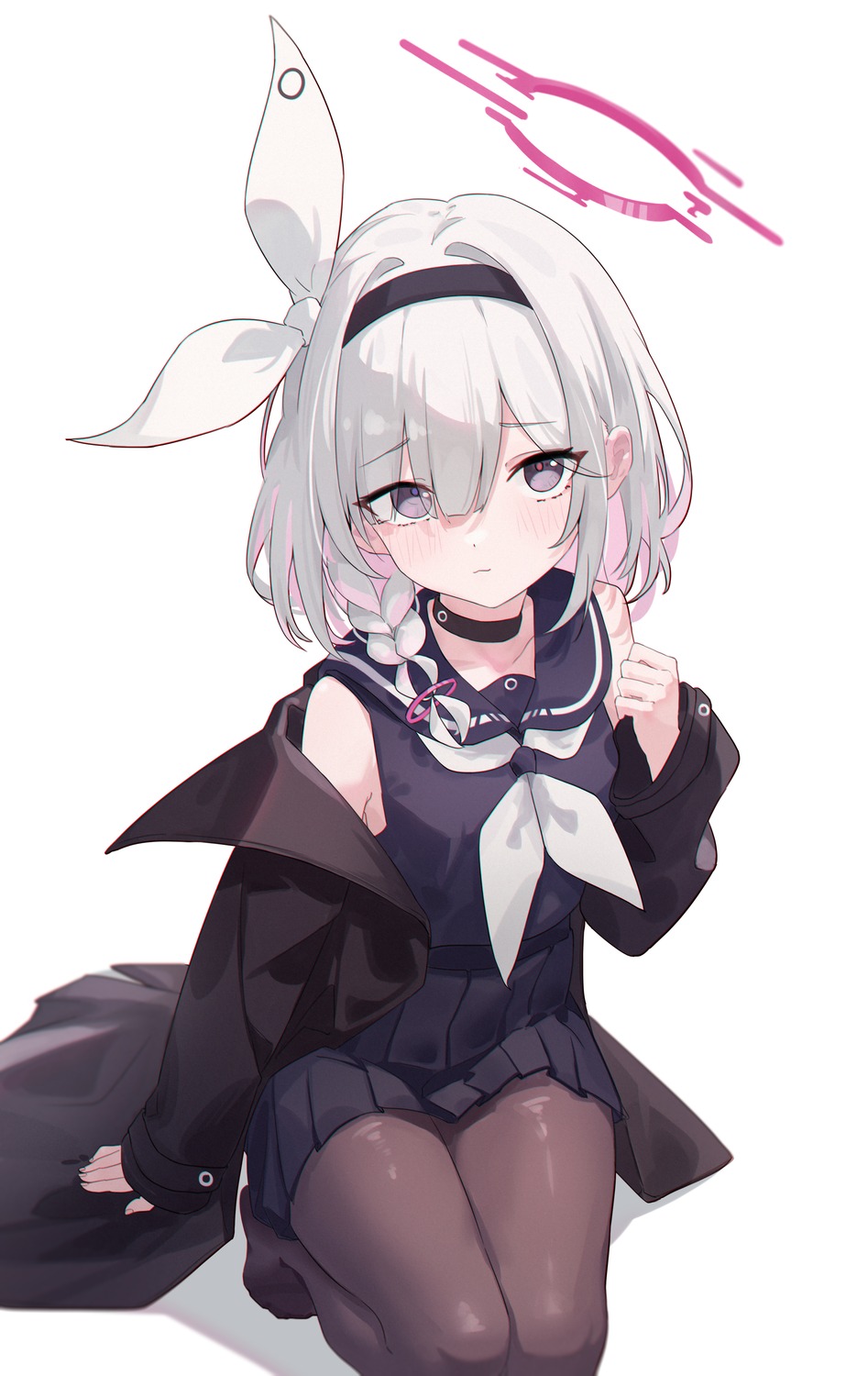 arona_(blue_archive), blue_archive, halo, pantyhose, plana_(blue_archive), seifuku, xsan