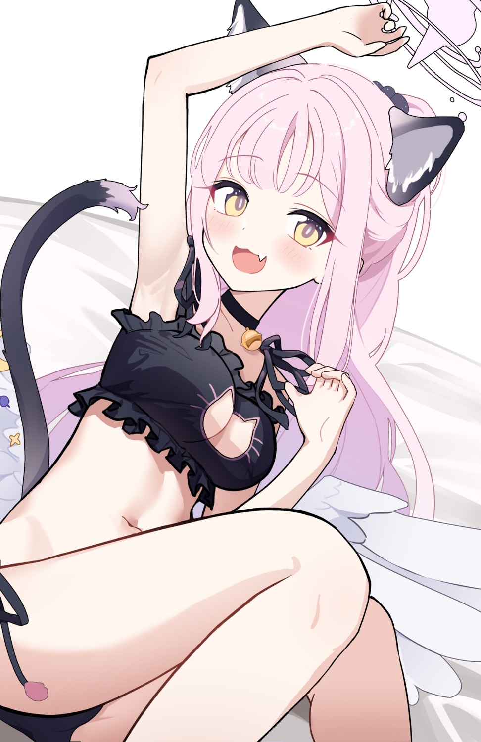 angel, animal_ears, blue_archive, bra, misono_mika, momip, nekomimi, pantsu