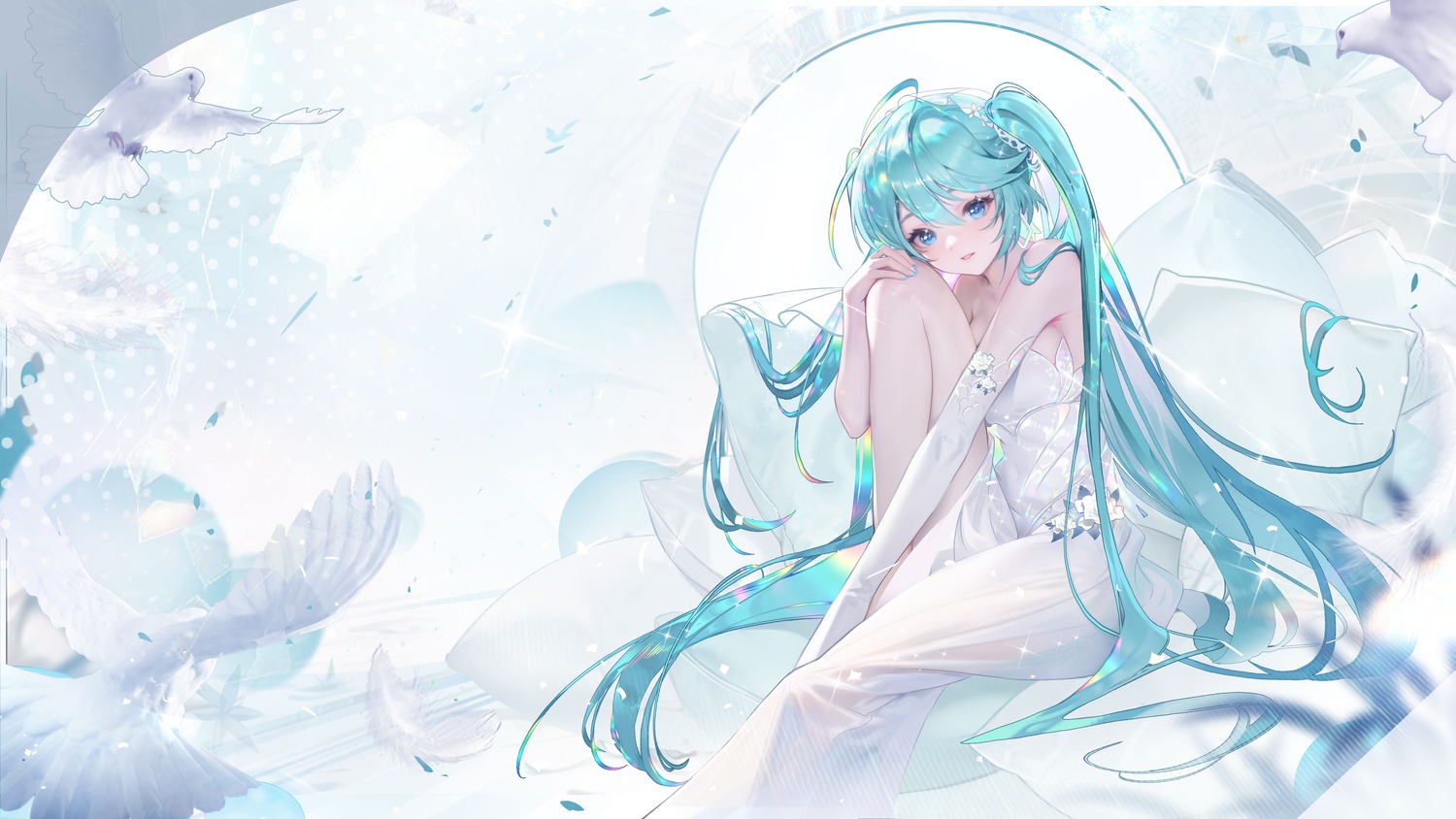 dress, hatsune_miku, jie_xiaoming, no_bra, vocaloid