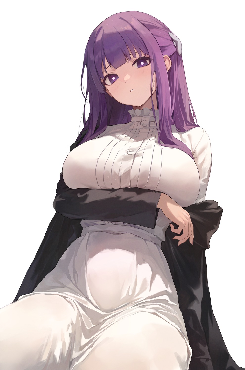 breast_hold, dress, fern, sousou_no_frieren, toi1et_paper