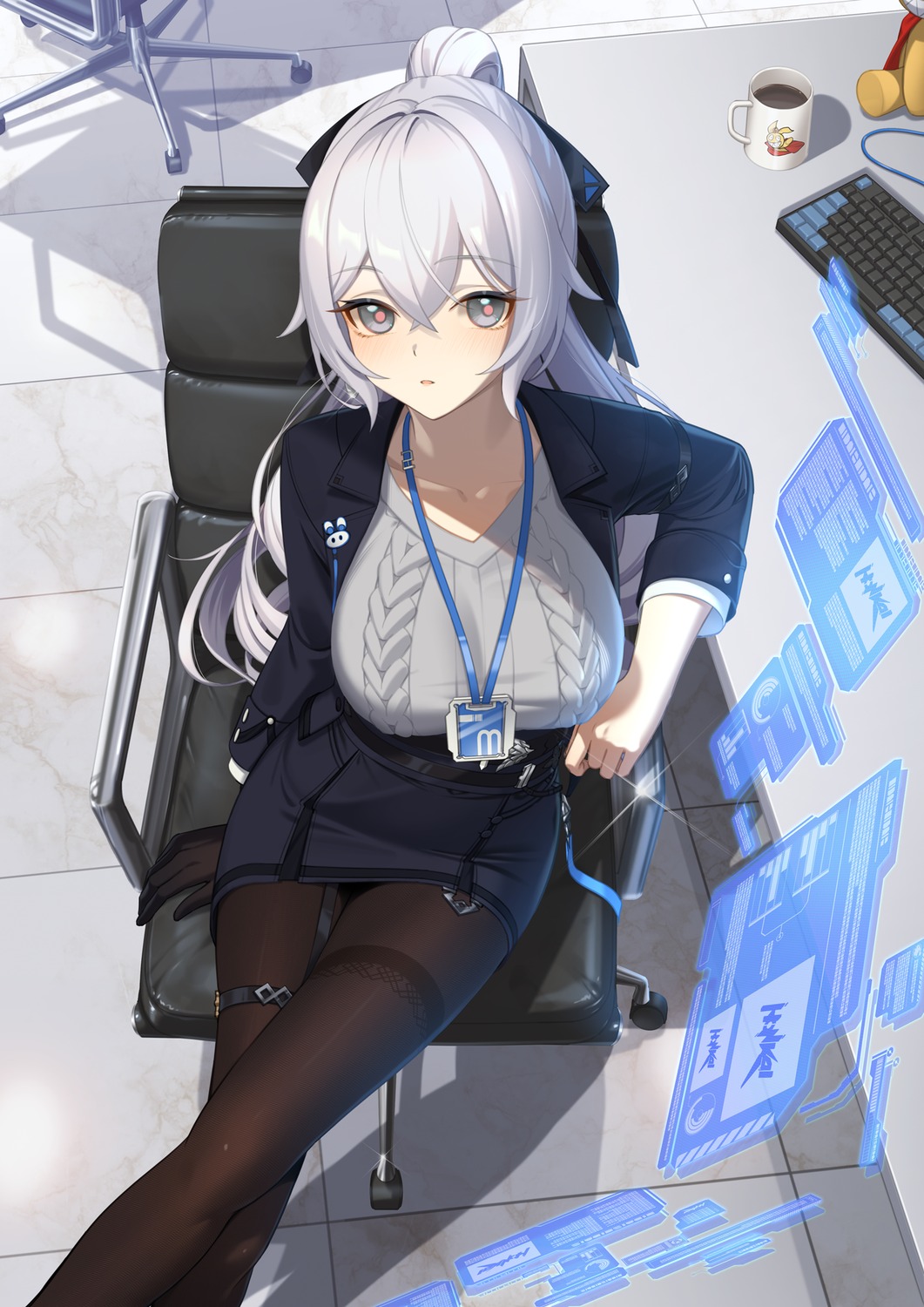 benghuai_xueyuan, bronya_zaychik, business_suit, garter, honkai_impact, meda, pantyhose, sweater