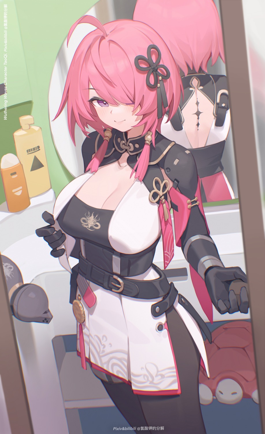 bilibili_xiaolu, cleavage, garter, pantyhose, taoqi, wuthering_waves