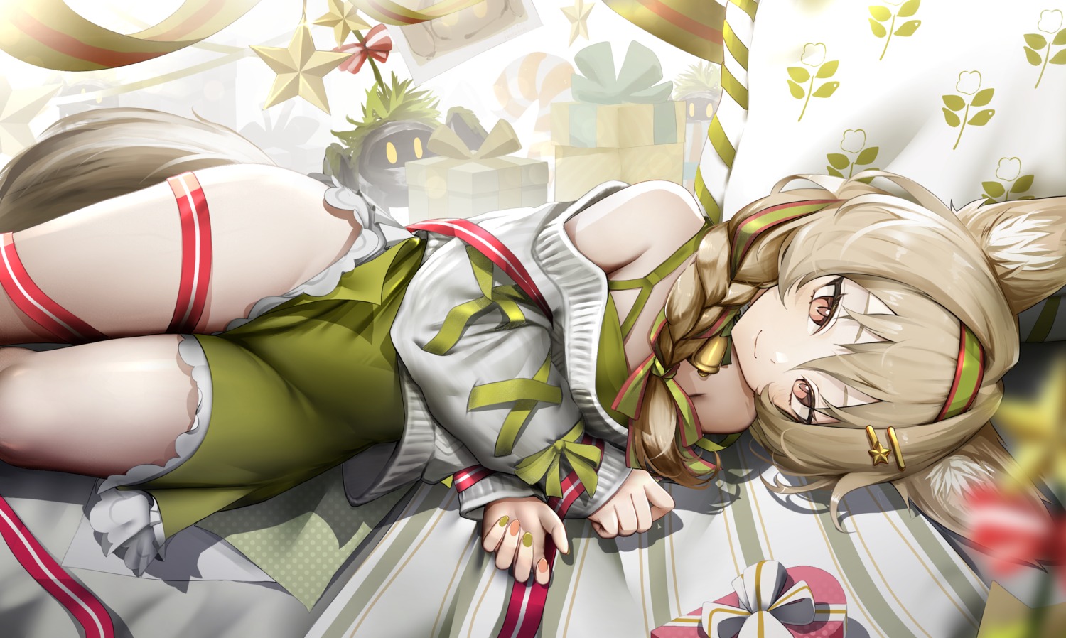 animal_ears, arknights, beanstalk_(arknights), dress, epicnoob278, tail