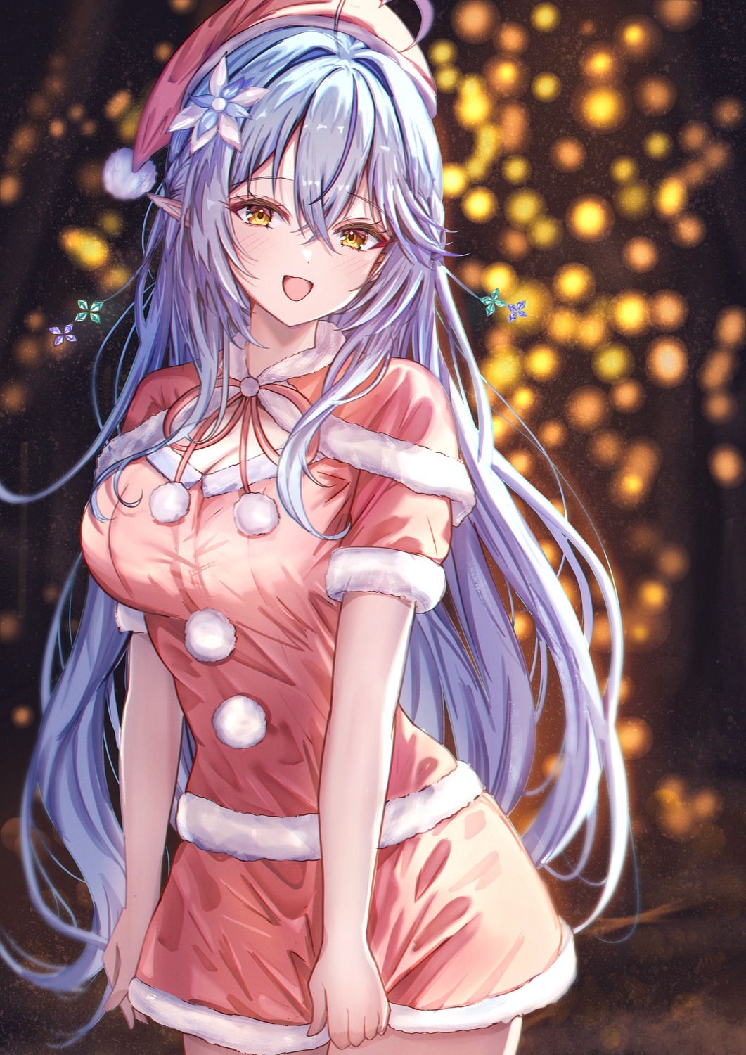 christmas, elf, hololive, mito_soosu, pointy_ears, yukihana_lamy