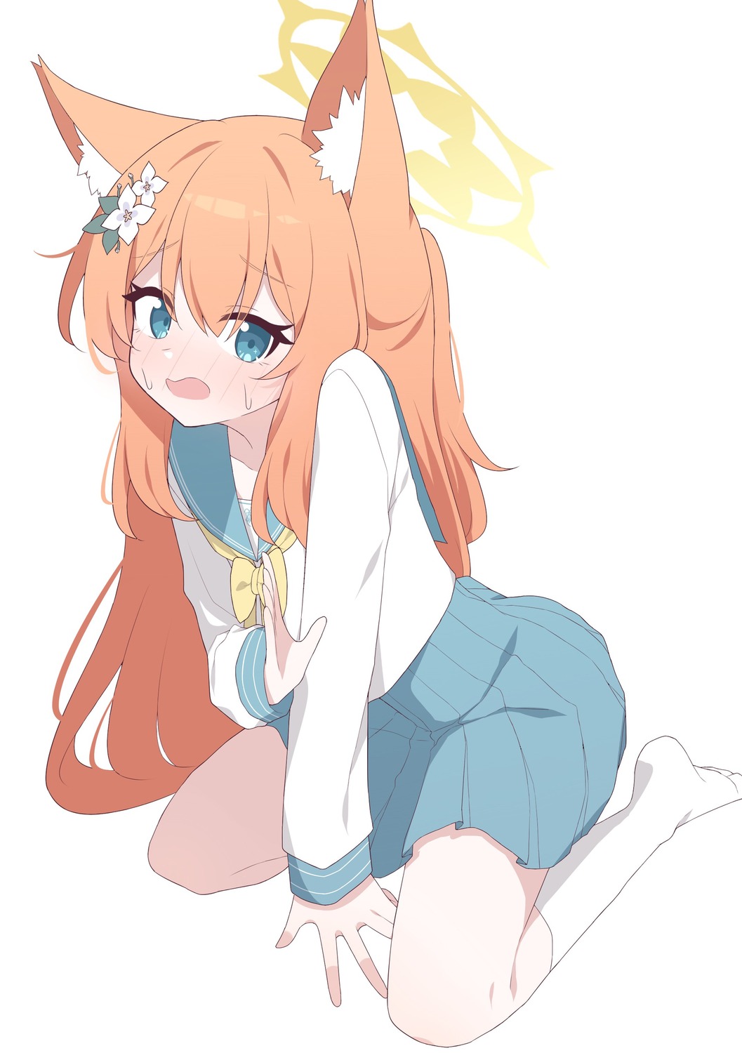 animal_ears, blue_archive, hagoonha, halo, iochi_mari, nekomimi, seifuku
