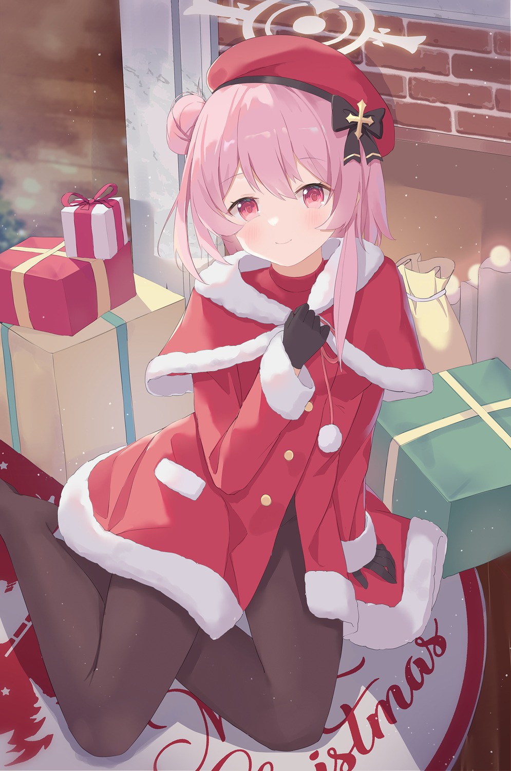 blue_archive, christmas, dress, halo, pantyhose, serika, sumi_serina